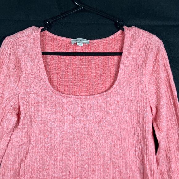 LOFT Outlet Womens Blouse Pink Sleeve U Neck Long Sleeved Stretch Medium - Picture 2 of 12